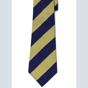 Turnbull and Asser Handmade English Silk Repp Stripe Tie Gold Navy Blue Men's